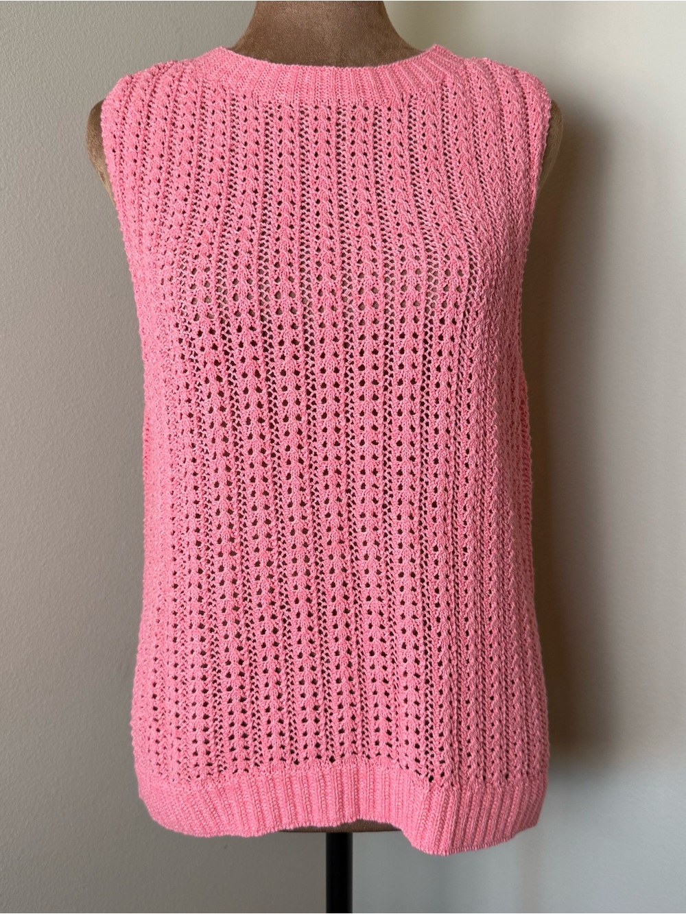 Gap Open Weave Sweater Tank Top Womens Small Coral Heather Lagenlook Beach Shirt